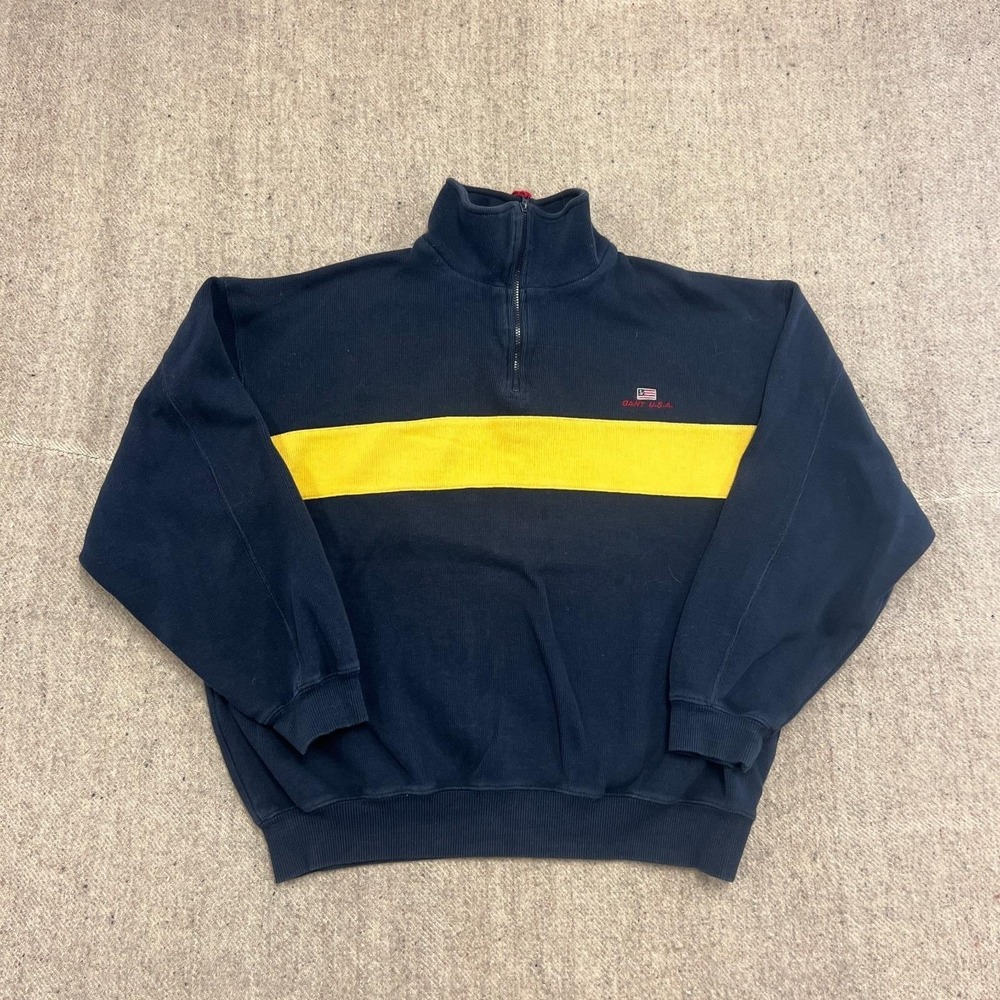 Vintage Gant 1/4 Zip Sweatshirt Mens Medium Blue 1990s